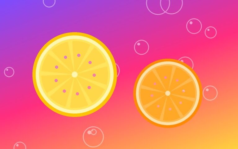Illustration of fresh fruit and a juice bottle